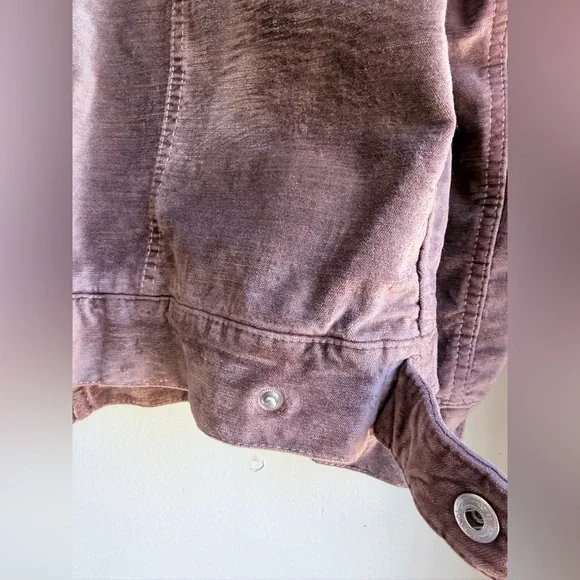 Free People Mauve Velvet Trucker Bomber Jacket Dusty Rose Oversized womens SZ XS - Picture 9 of 16